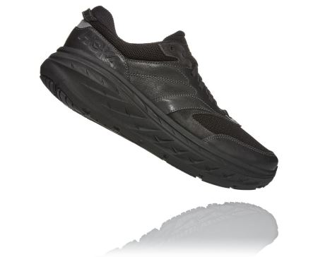 Hoka Bondi Leather Road - Adidasi Alergare Pe Drum Dama Negrii | RO-jT6ikQN